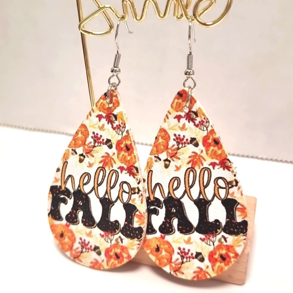 👋 Leaf Graphic Earrings " Welcome Fall" | Mix And Match 3/$20 - Picture 4 of 6